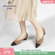 MALOVE MZ女鞋2024新款3.7cm坡跟香风满天星水晶尖头单鞋女工作鞋