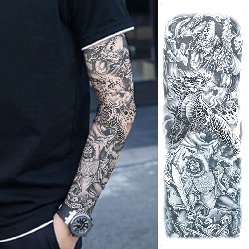 九龙拉棺纹身贴花臂满背大图贴防水男女不反光半永久纹身贴纸同款