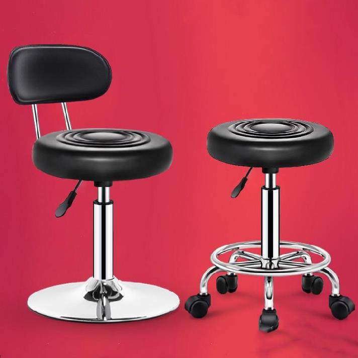 靠背垫椅子美甲旋转椅美发店圆形升降凳不锈钢可转动办公桌高凳