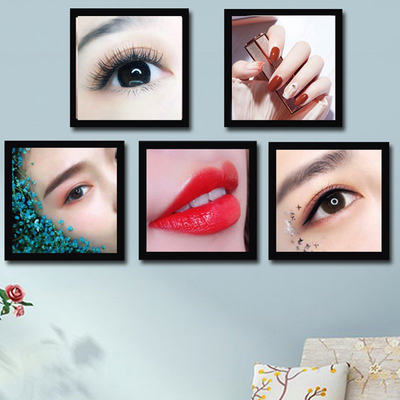 新品眉眼唇装饰画半永久组合美容院宣传海报美甲美睫壁画纹绣挂画