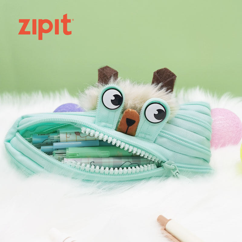zipit小松鼠拉链笔袋薄荷绿小清新学生文具个性笔盒创意文具礼品收纳