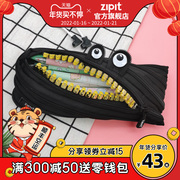 ZIPIT Classic Big Gold Tooth Series Zipper Pen Bag Creative Student Stationery Funny Pen Box Large Capacity Popular Primary School Students Black Purple Blue Children's Stationery Box