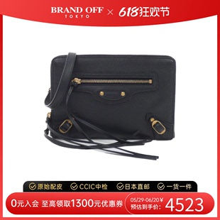 中古Balenciaga巴黎世家女包A级95新pouch黑色牛皮机车包