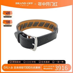 中古Hermes爱马仕A级95新bracelet手镯081950CK黑色皮革