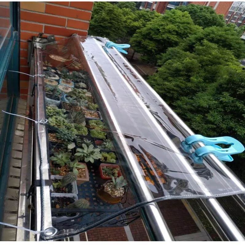 阳台遮阳防雨帘晾衣防雨罩户外家用挡风遮雨篷布窗台防水布防漏帘