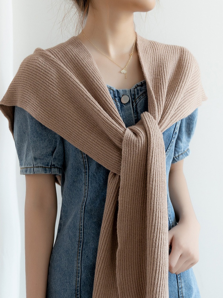 秋冬季女士针织披肩空调房外搭帽子围巾一体两用女护脖斗篷神器