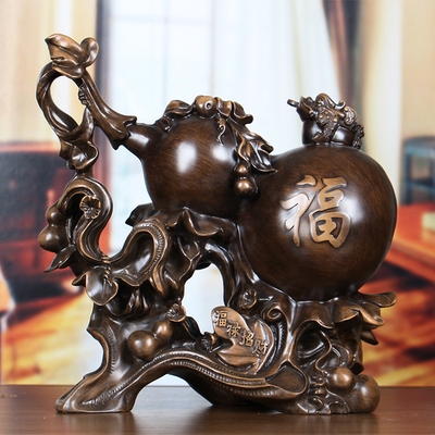 新福禄招财葫芦摆件大号金蟾家居酒柜风水工艺品办公室装饰礼品摆