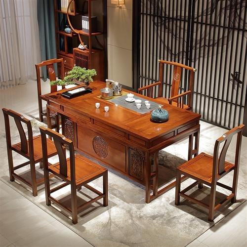 红木茶桌椅组合套装办公r室家用实木喝茶桌花梨木功夫茶几茶台一