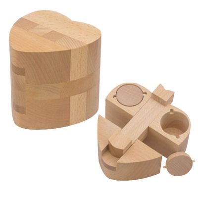 鲁班机关玄机盒心锁藏物木质神秘宝盒温柔孔明锁送礼打不开的盒子