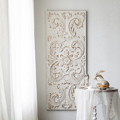 美式复古白色做旧美式雕花挂板壁饰墙面装饰展示壁挂布景花店门板