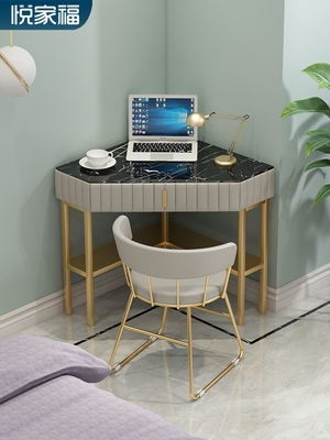 轻奢转角书桌小户型拐角桌子家用卧室北欧墙角桌椅欧式书房电脑桌
