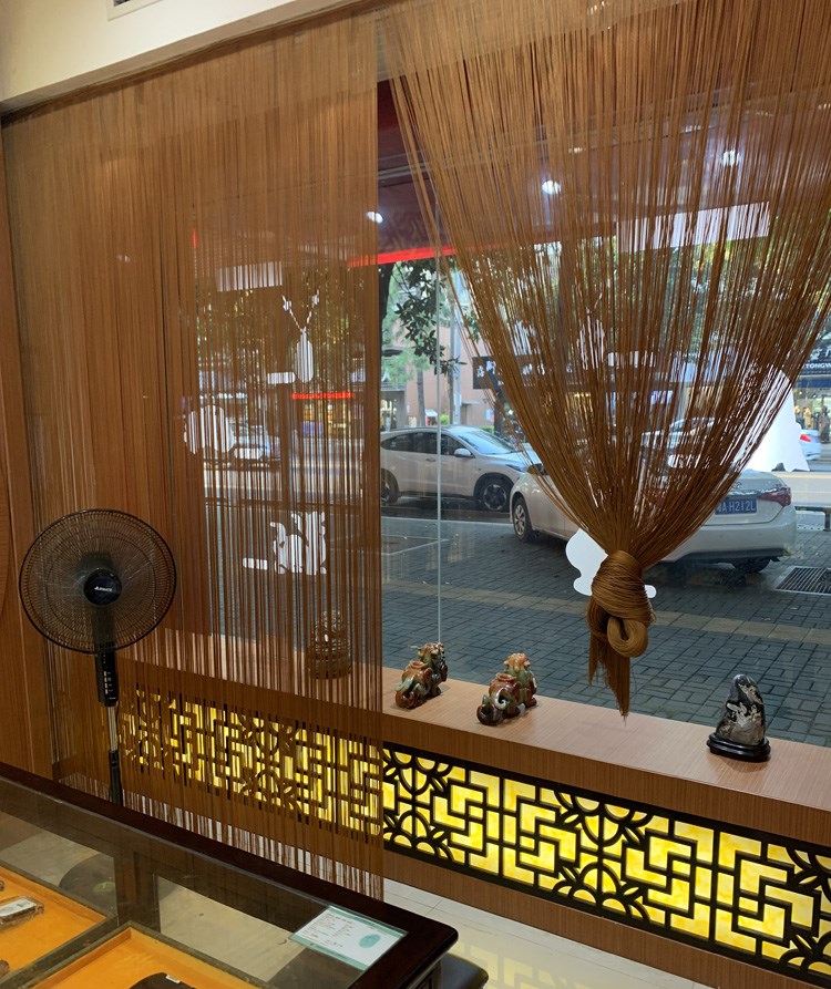 新中式客厅隔断帘装饰玄关挂帘隔断卧室屏风流苏线帘子茶室免打孔