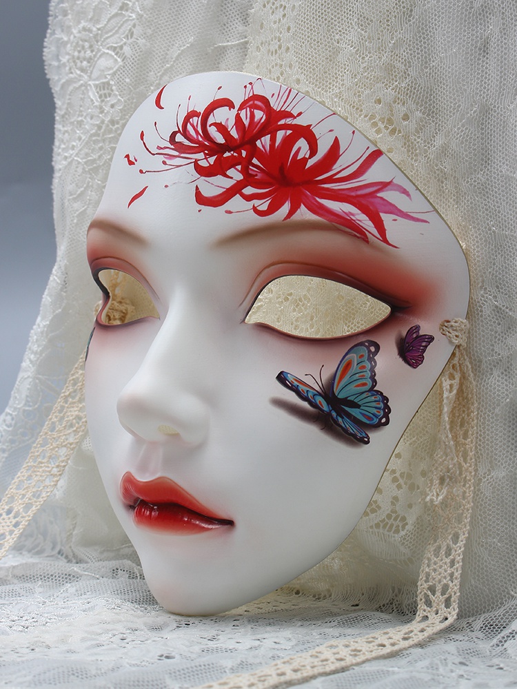 中国风原创手绘汉服全脸面具派对舞会神秘装扮女生配饰面罩送礼品