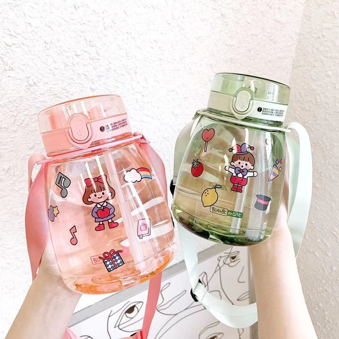 大布丁双饮杯大容量运动水杯直饮吸管两用杯网红水壶水杯女