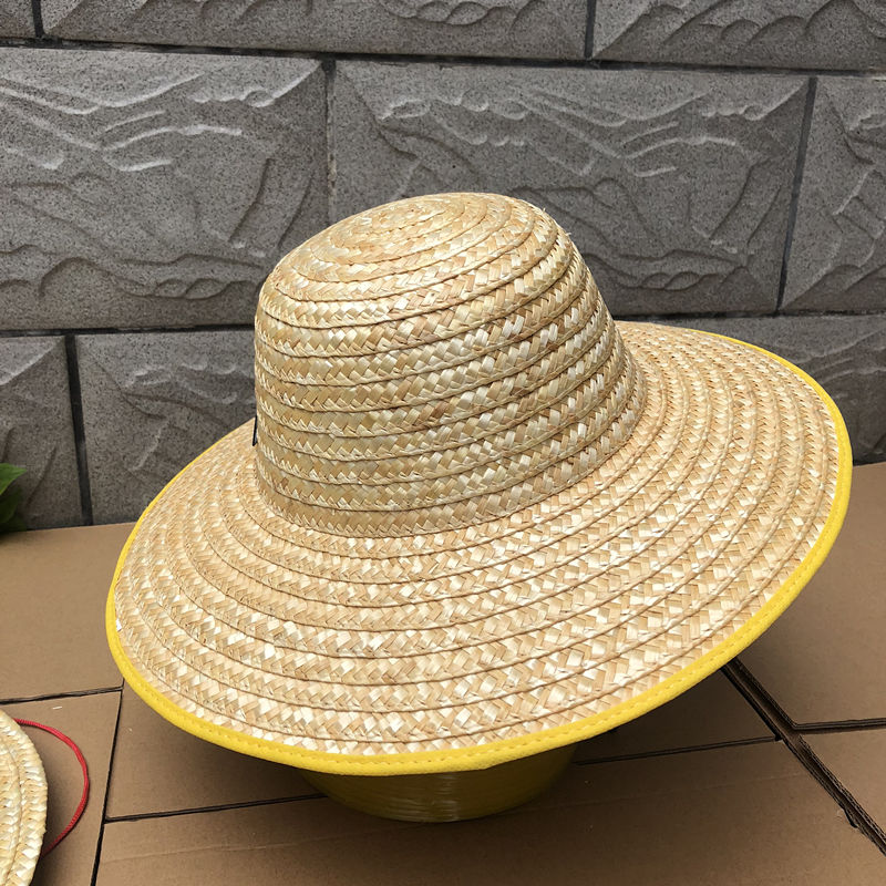 麦秆手工编织草帽子夏季遮阳包边农民草帽男女款大沿凉帽夏天