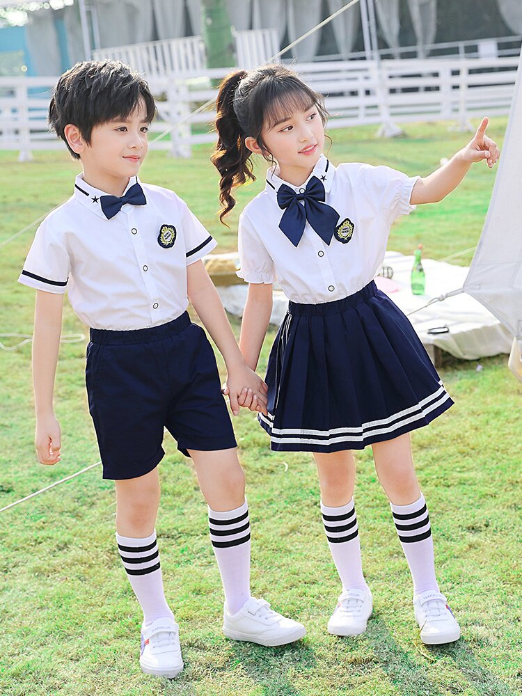 2021新款儿童校服套装英伦风夏季男女衬衫中小学生班服幼儿园园服