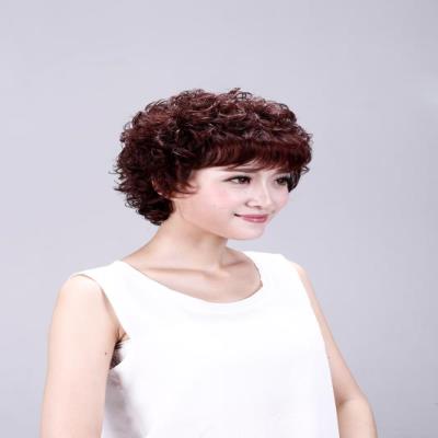 高档真发假发套女士烫短发卷发全头套式自然中老年人妈妈款奶奶头图片