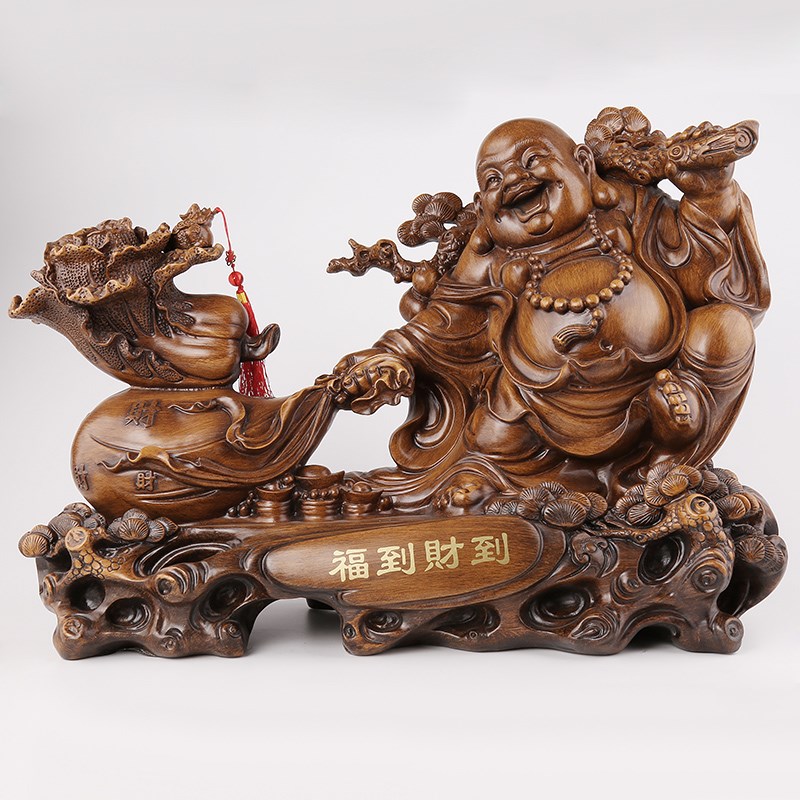 高档弥勒佛摆件客厅招财乔迁家居笑佛大肚佛像供奉大号办公桌开业