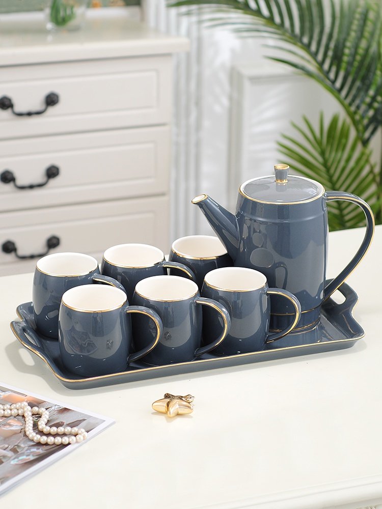 茶杯套装家用待客杯子ins简约现代轻奢陶瓷水杯北欧风一套家庭6只
