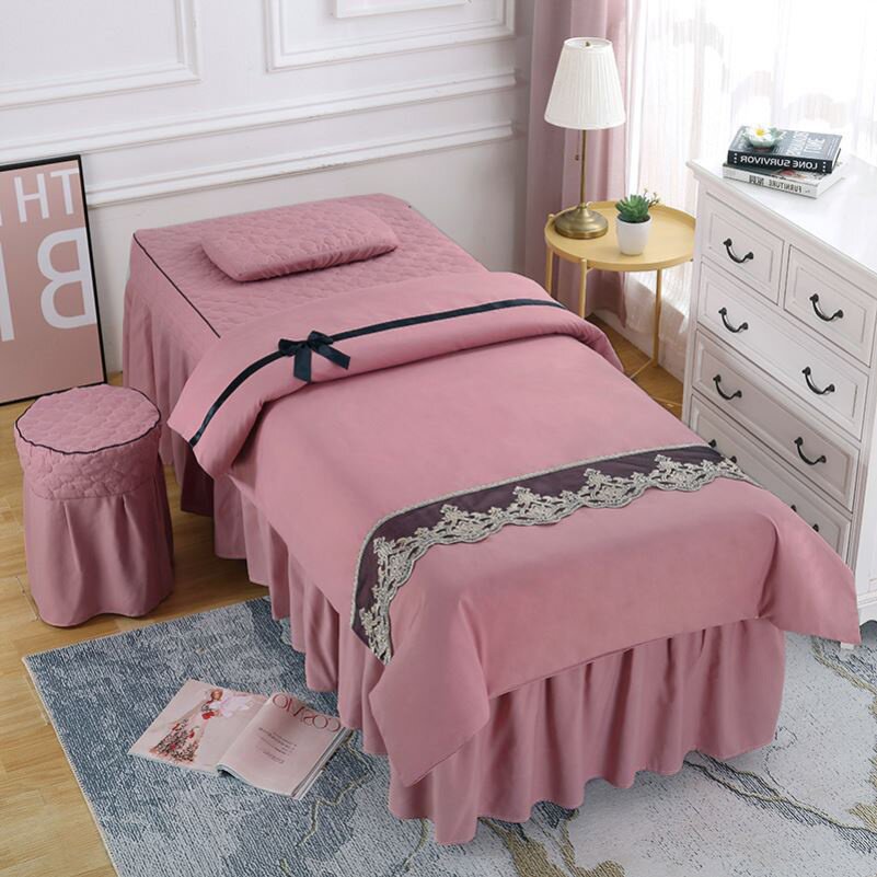 美容院床罩四件套轻奢新款加厚推拿按摩理疗洗头床单床套四季款