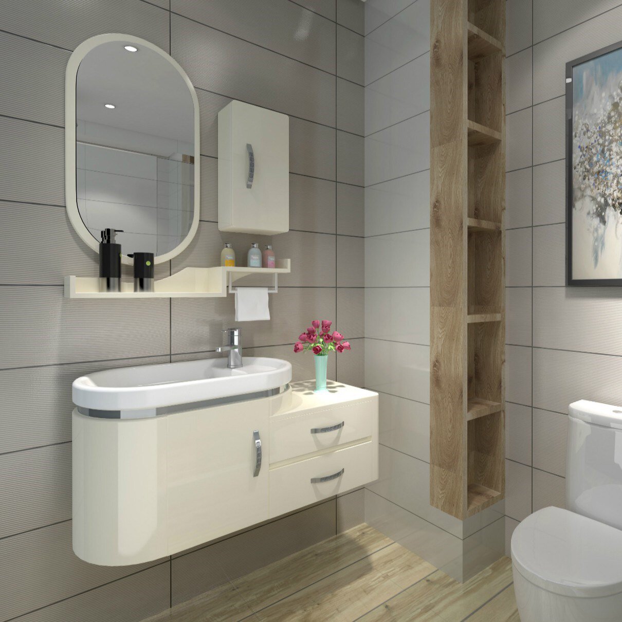 厕所防潮迷你洗衣池酒店镜子浴室柜洗手间组合洗手台盆美式洗浴优惠券