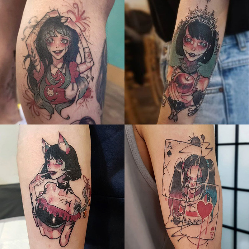 3d立体纹身贴网红暗黑系邪恶小丑女花臂防水女潮持久仿真ins性感