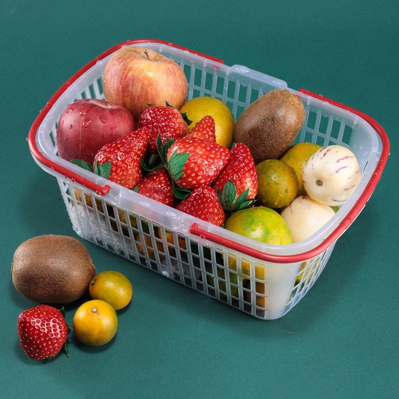 草莓筐子水果筐塑料一次性水果篮桑葚菜篮子鸡蛋果园平底手提篮蓝