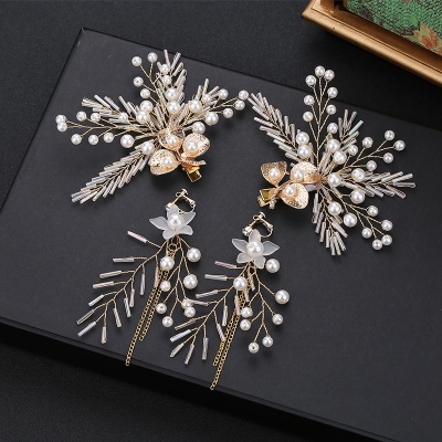 边超新娘发饰套装结n婚伴娘仙气森发夹仙系头饰婚纱礼服配饰夹韩