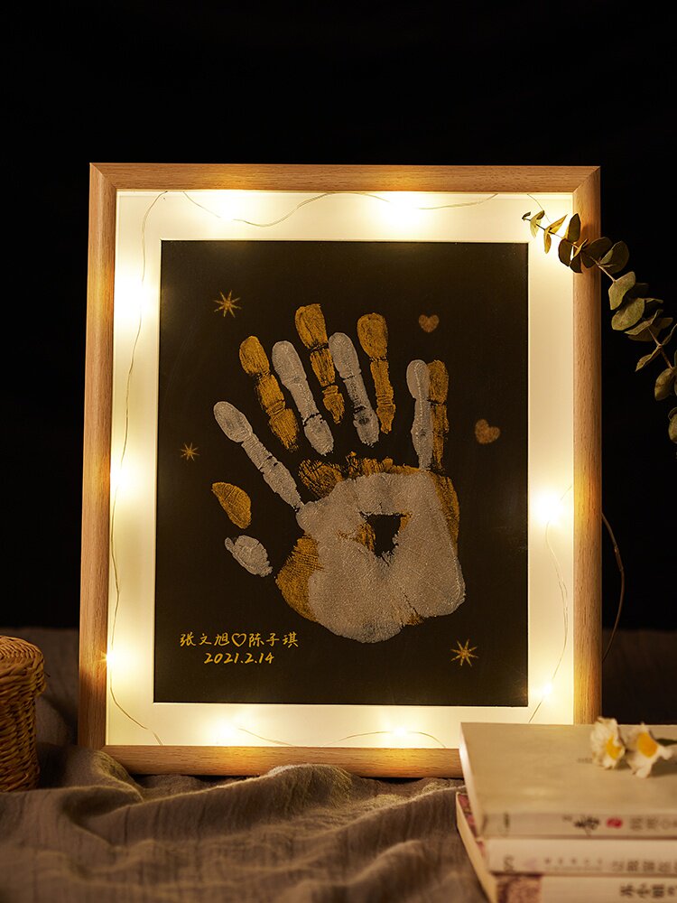 情侣手印相框diy纪念彩色涂鸦挂画七夕情人节送男女朋友生日礼物