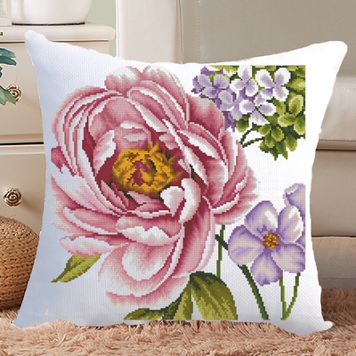 十字绣抱枕靠垫沙发牡丹图片