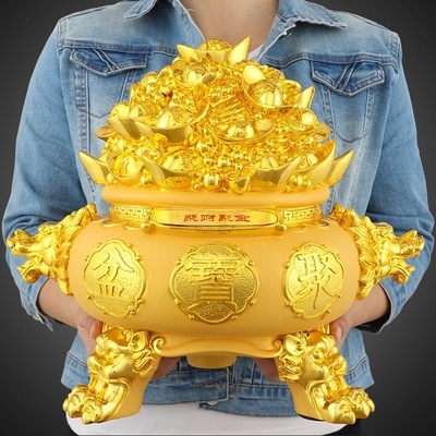 金元宝聚宝盆摆件存钱储钱罐创意招财聚财风水客厅店铺装饰品礼品