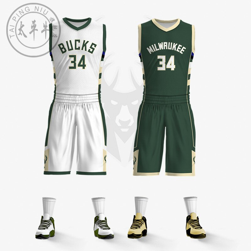 雄鹿队字母哥球衣定制篮球服套装常规赛新款比赛球服绿色34号