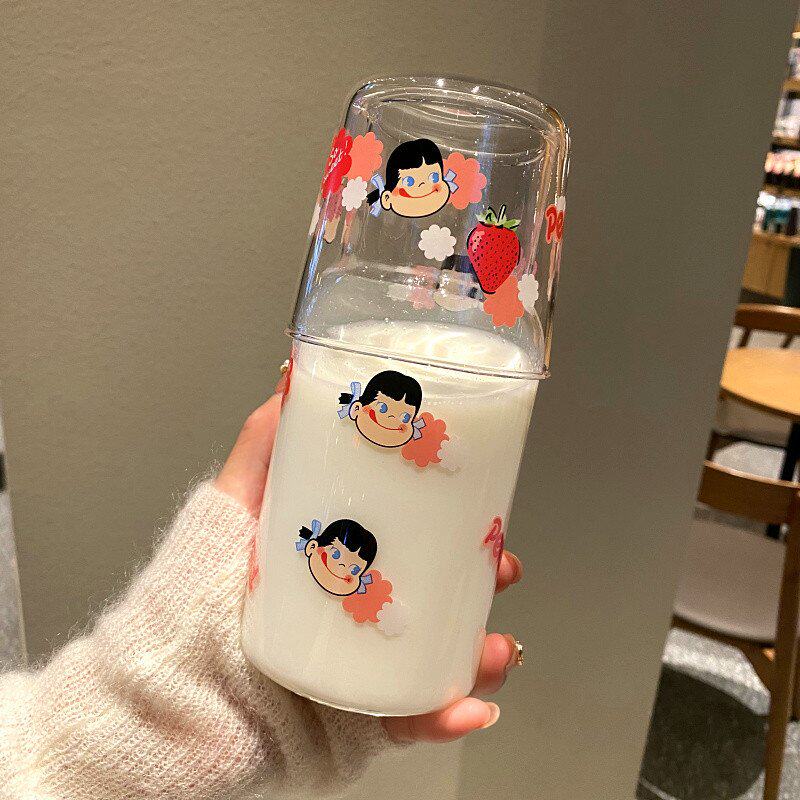 日式一人饮玻璃杯少女心杯子网红水杯韩式创意可爱牛奶杯学生礼物