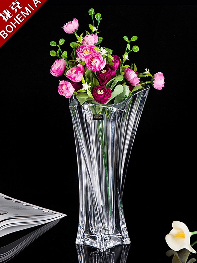 捷克海星水晶玻璃花瓶透明北欧现代轻奢简约创意客厅装饰陶瓷插花