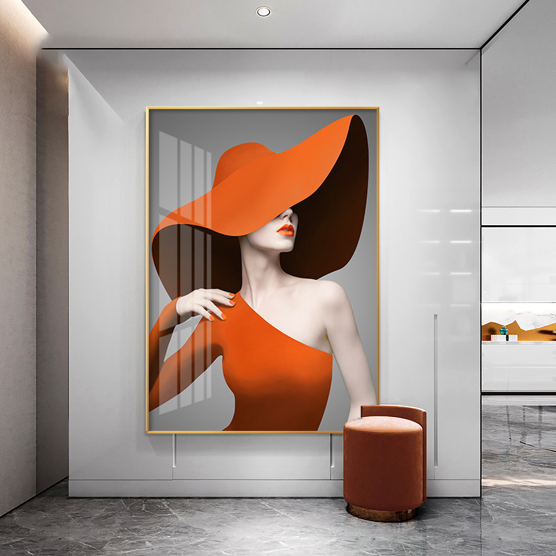 后现代人物美女装饰画轻奢玄关画竖版走廊壁画网红客厅墙面挂画
