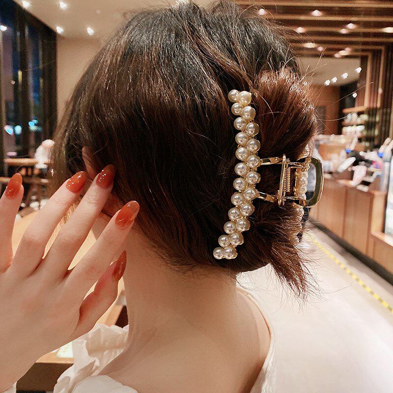 珍珠抓夹女后脑勺精致发夹高端夏天鲨鱼夹超大号网红夹子ins超火
