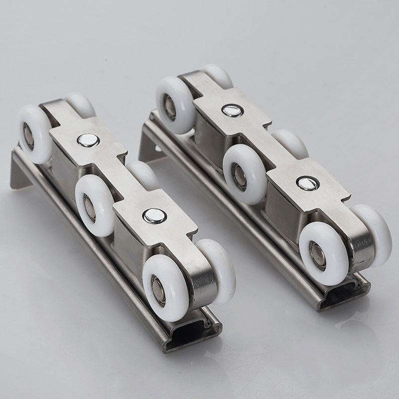 不锈钢移门滑轮滑道轮子阳台移门厨房推拉轮橱柜6轮吊轨道门配件