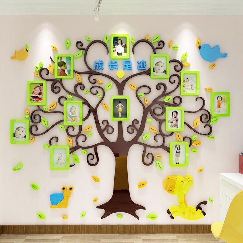 儿童房装饰照片墙大树亚克力墙贴3d立体卡通贴纸幼儿园背景墙墙面