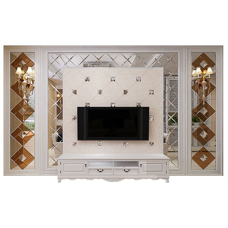 艺术玻璃电视客厅背景墙边框装饰茶镜菱形欧式镜面背景墙拼镜定制