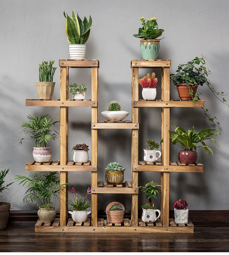 花架子实木质多层室内外阳台置物架装饰花园客厅阶梯花盆架落地式