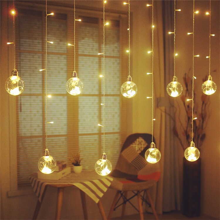 圆球led彩灯串闪灯圣诞节日装饰卧室满天星主播背景夜挂灯窗帘灯