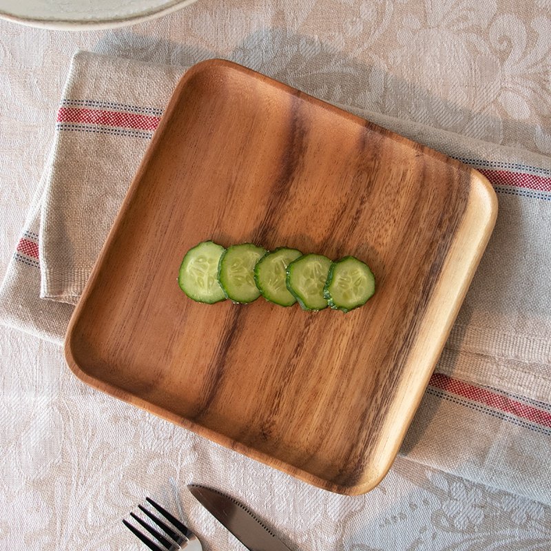 日式方形果盘水果盘子实木碟子木质面包托盘早餐盘寿司盘