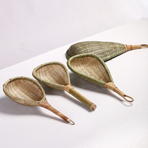 手工竹编笊篱厨房家用漏勺捞面勺沥水勺淘米勺竹制麻辣烫煮面粉篱
