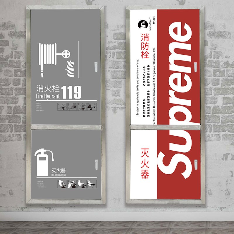 消防栓装饰遮挡箱创意柜门贴纸美化灭火器卡通加厚防水翻新自粘