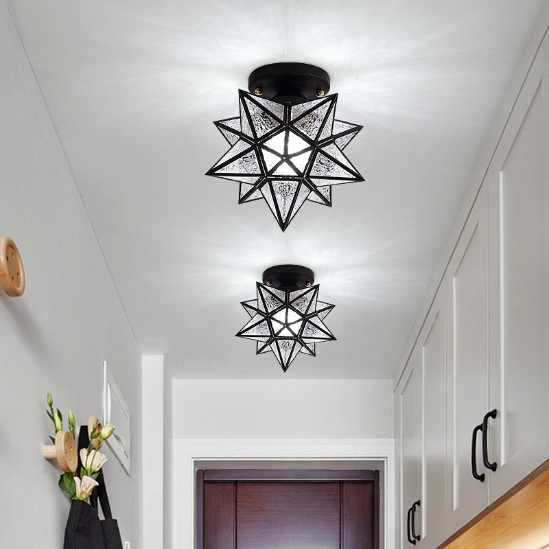 网红走廊过道灯美式五角星玄关灯北欧星星灯创意卧室灯客厅走道灯