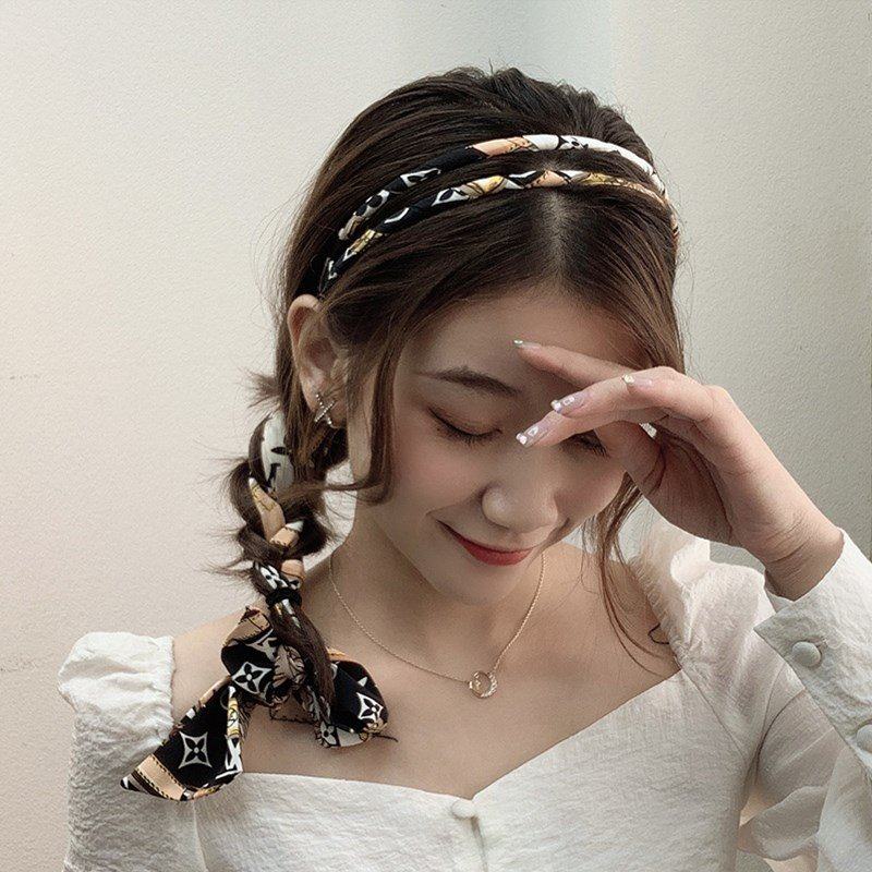 发箍发带一体系带复古港风两用高级感发带女绑发编发丝带头箍飘带