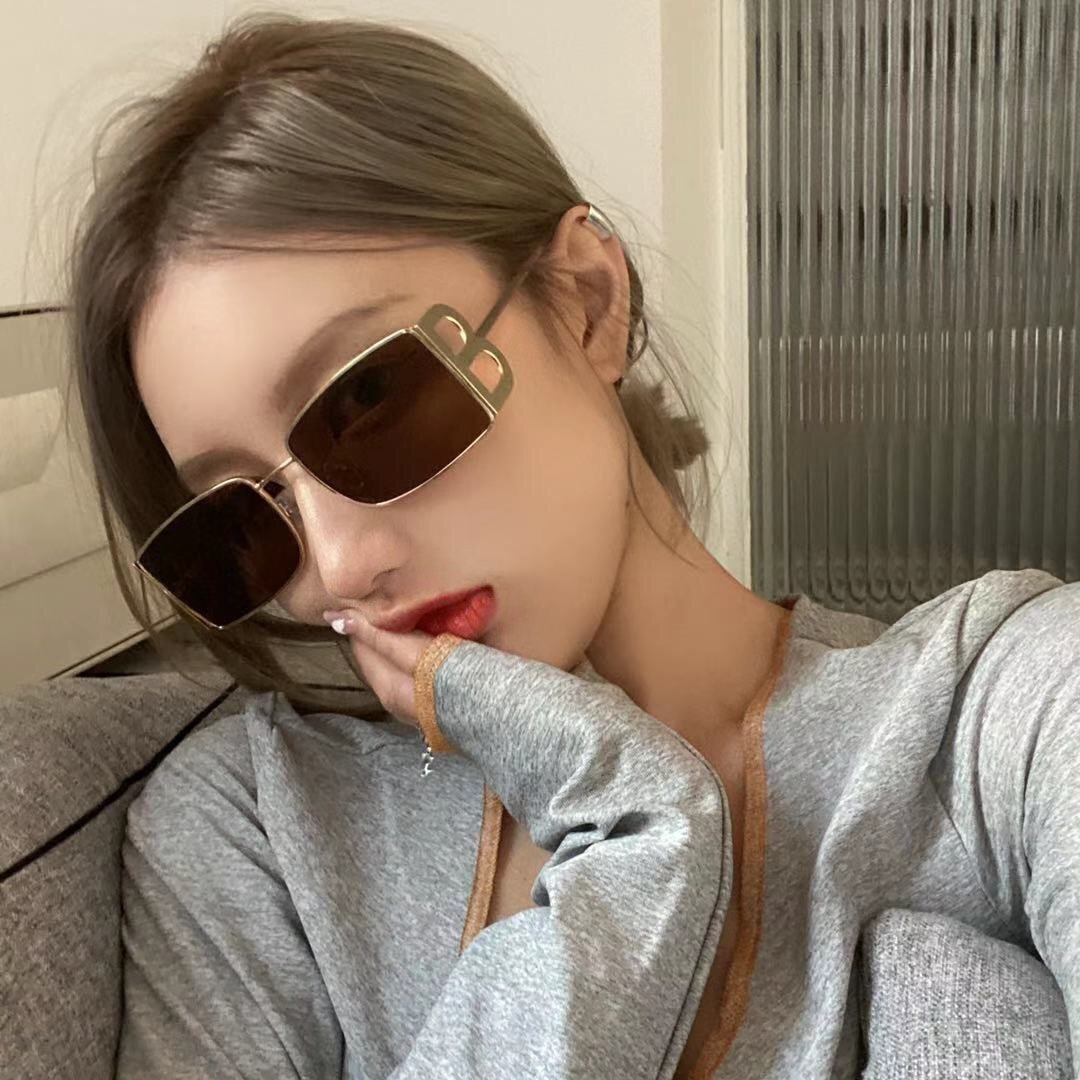 新款个性潮凹造型墨镜女欧美ins复古街拍方形偏光太阳镜时尚街拍