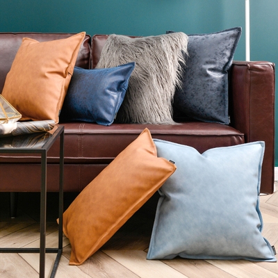 新款哑光皮抱枕套客厅皮沙发抱枕靠垫办公室pu抱枕靠背腰枕皮抱枕