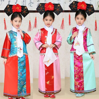 新儿童清朝服装格格古装演出服女孩宫廷还珠格格表演舞公主满族旗图片