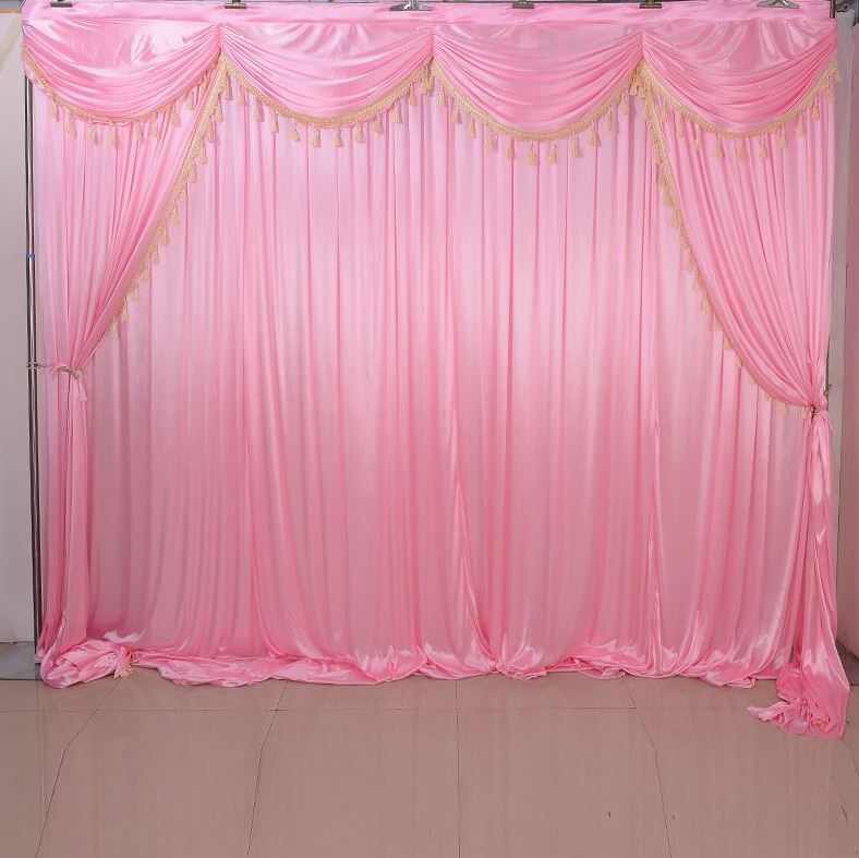 纱幔背景场景布置舞台布会展装饰布大红色绸布幕布粉色仪式婚庆